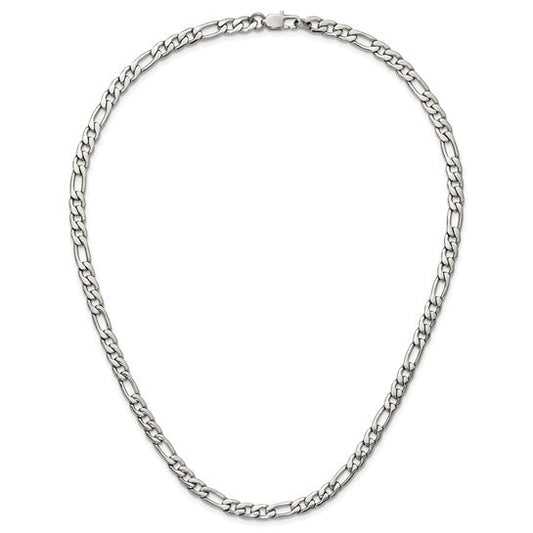 Chisel Stainless Steel Polished 6mm 20in Figaro Chain