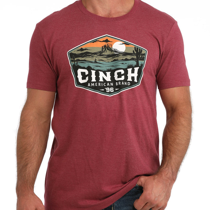 Cinch Men's Desert Logo Graphic T-Shirt in Burgundy