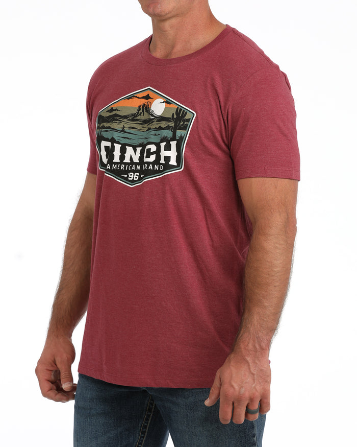Cinch Men's Desert Logo Graphic T-Shirt in Burgundy