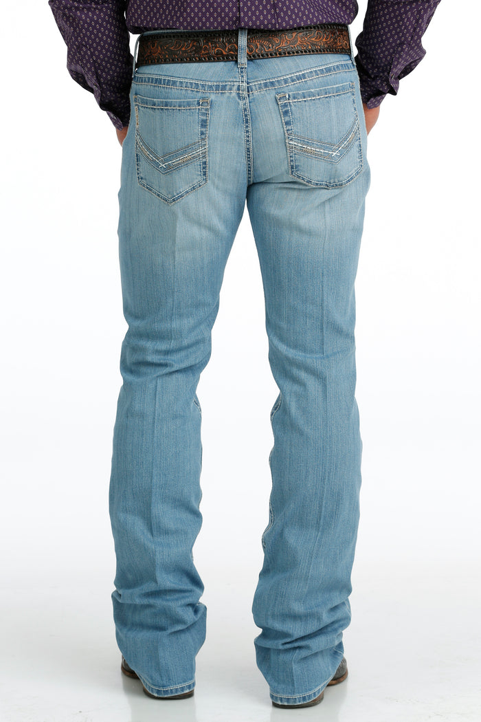 Cinch Men's Ian Slim Fit Bootcut Jean in Light Stonewash