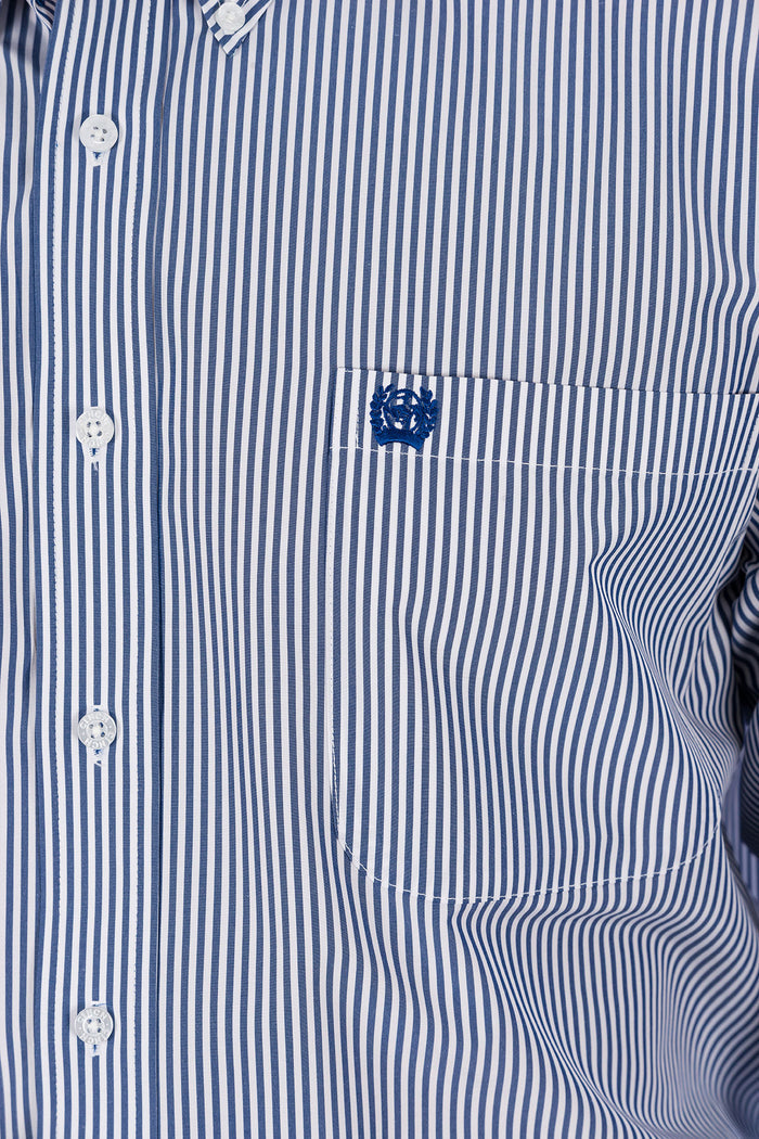 Cinch Men's Tencel L/S Striped Western Button Down Shirt in Royal Blue