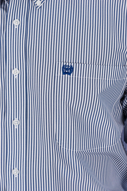 Cinch Men's Tencel L/S Striped Western Button Down Shirt in Royal Blue