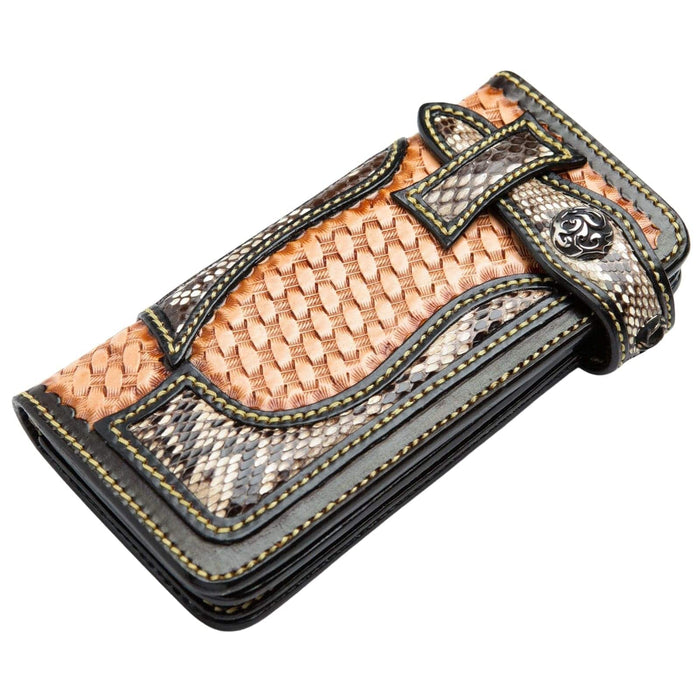 Cobra Snake Skin Woven Cowboy Western Leather Tribal Biker Wallet [8]