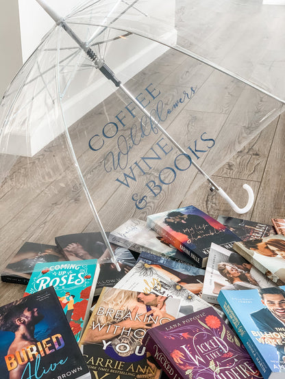Coffee Wildflowers Wine & Books Clear Umbrella