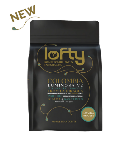 Front View of NEW Colombia Luminosa v2 Natural Process coffee bag