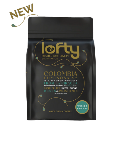 Front View of NEW Colombia Luminosa v2 Washed Process coffee bag