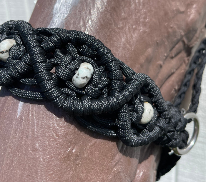 Complete Bitless Bridle macrame beaded hackamore with simple headstall