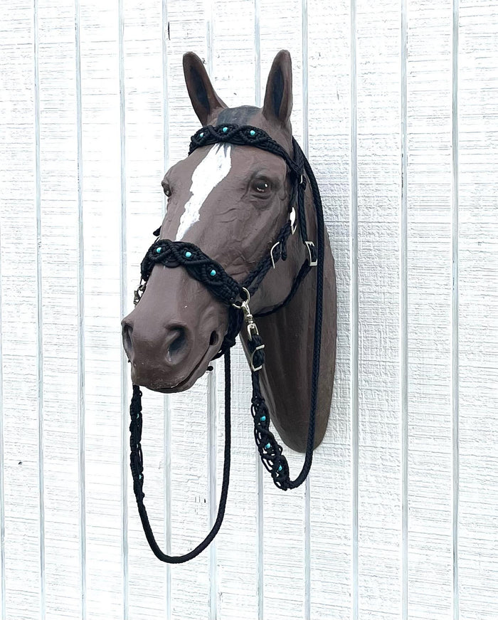 complete Bitless bridle side pull hackamore in my beaded  style - Tiffanys Braided Tack LLC