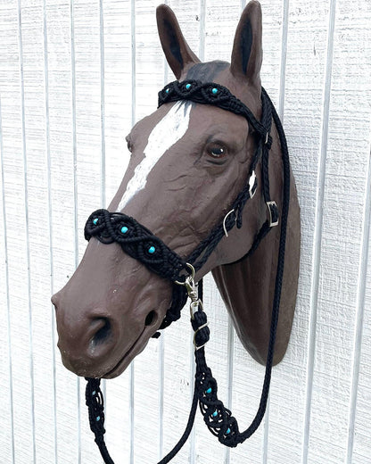complete Bitless bridle side pull hackamore in my beaded  style - Tiffanys Braided Tack LLC