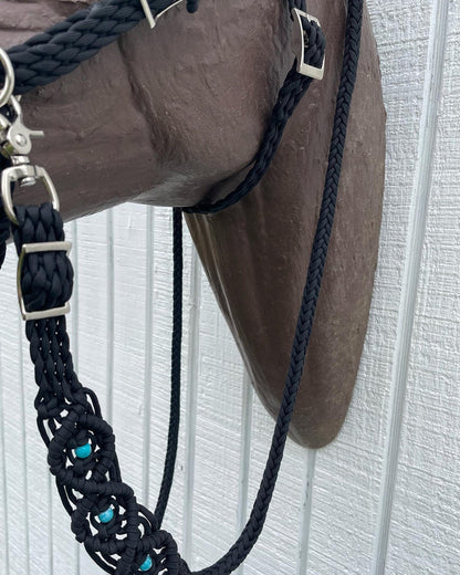 complete Bitless bridle side pull hackamore in my beaded  style - Tiffanys Braided Tack LLC