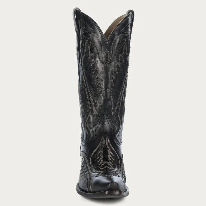 Corral Men's Black-Blue Embriodery Snip Toe Western Boot