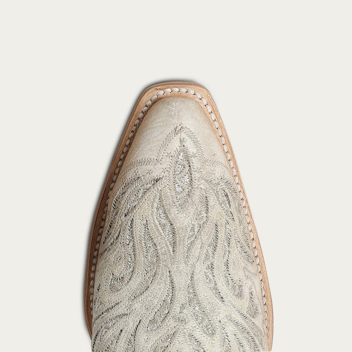 Corral Women's White Glitter Inlay and Embroidery Snip Toe Boot