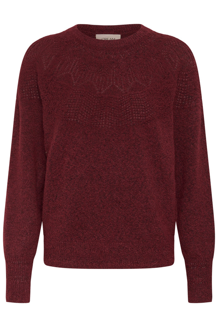 Cream 10615297 CRJunah Pointelle Jumper Cabernet Red front view Shop Cream at Dotique