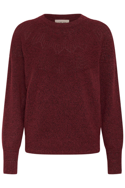 Cream 10615297 CRJunah Pointelle Jumper Cabernet Red front view Shop Cream at Dotique