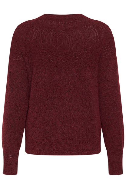 Cream 10615297 CRJunah Pointelle Jumper Cabernet Red back view Shop Cream at Dotique