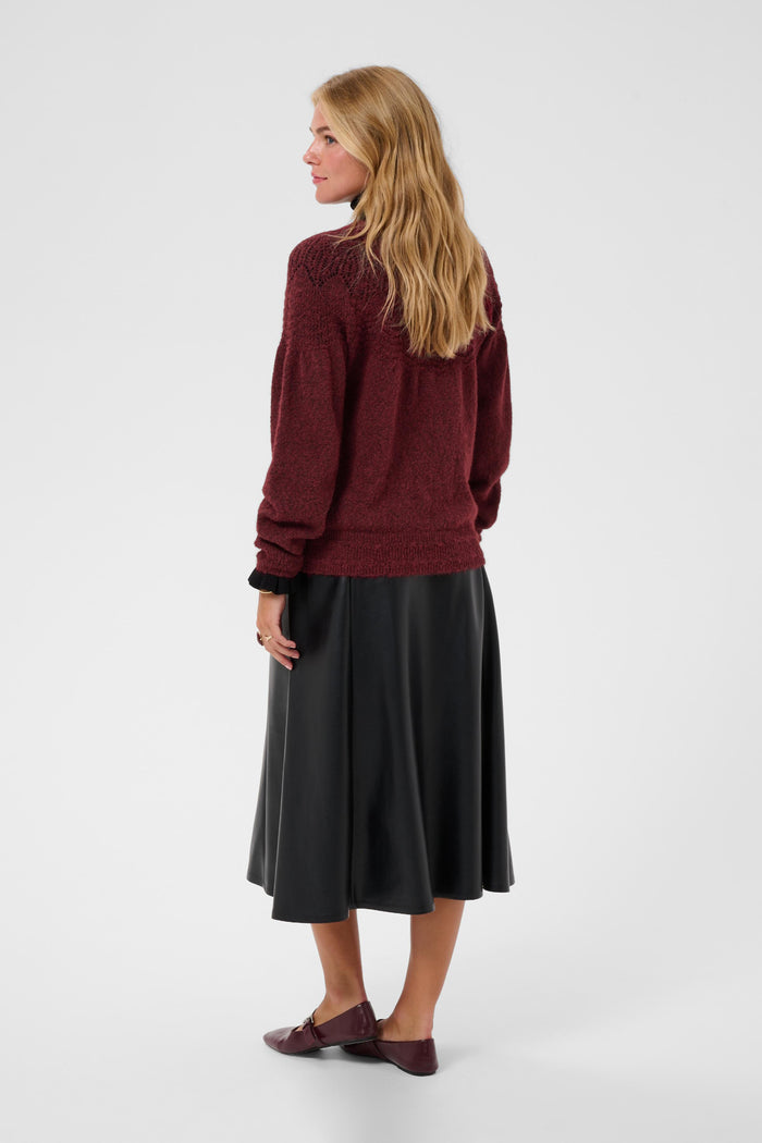Cream 10615297 CRJunah Pointelle Jumper Cabernet Red back view on model Shop Cream at Dotique