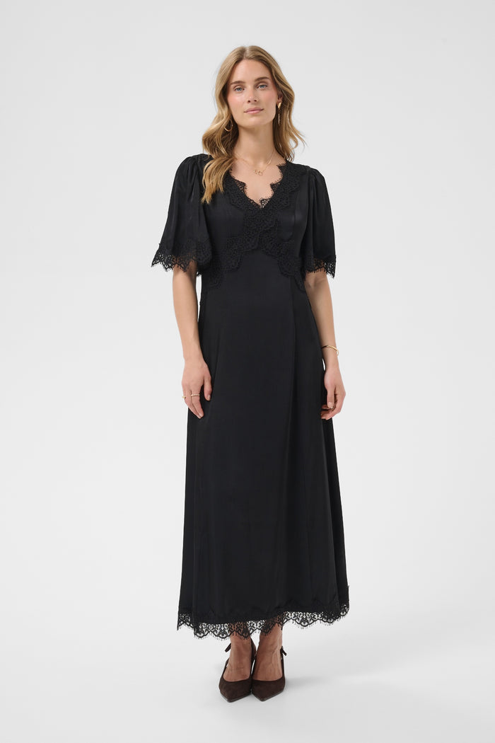 Cream 10615319 Confir Lace Maxi Dress Black on model Shop Cream at Dotique
