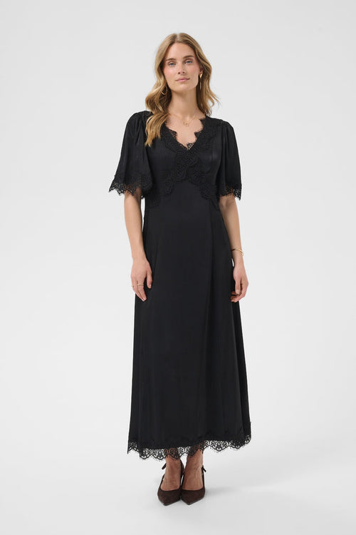 Cream 10615319 Confir Lace Maxi Dress Black on model Shop Cream at Dotique