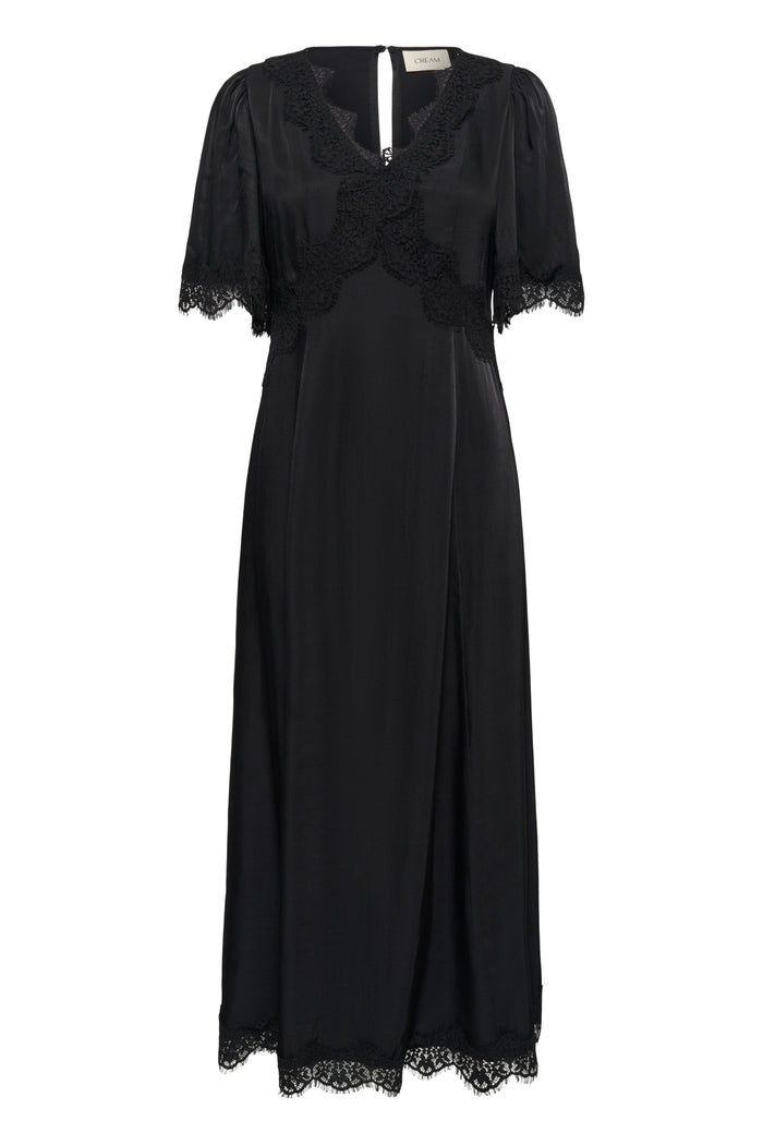 Cream 10615319 Confir Lace Maxi Dress Black with lace trim. Shop Cream at Dotique.
