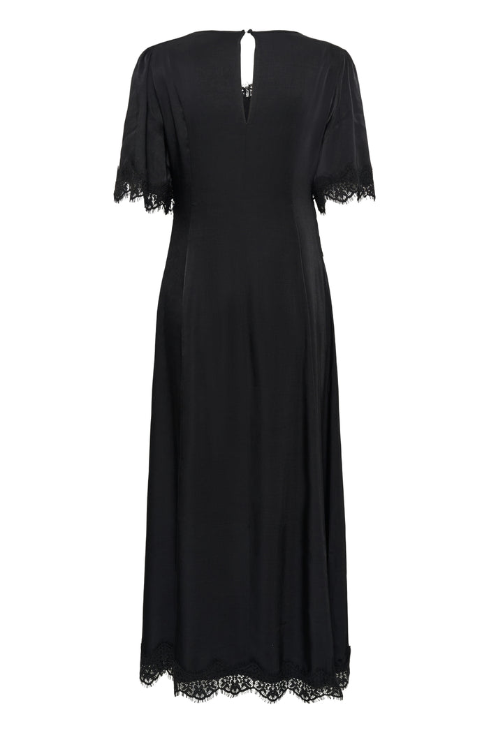 Cream 10615319 Confir Lace Maxi Dress Black with lace trim. Shop Cream at Dotique.
