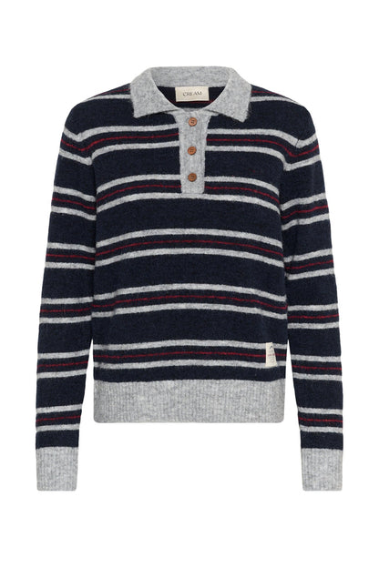 Cream 10615326 Ditte Striped Polo Pullover in Navy. Shop Cream at Dotique.
