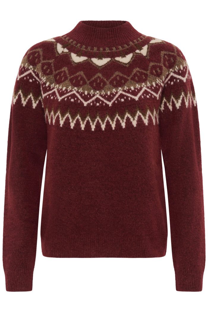 Cream 10615330 CRCherrie Pullover Cabernet Island patterned jumper. Shop Cream at Dotique.