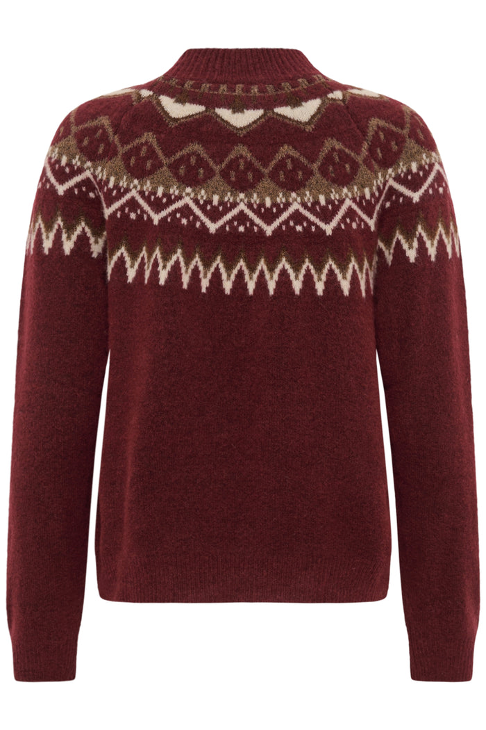 Cream 10615330 CRCherrie Pullover Cabernet Island burgundy Nordic pattern jumper. Shop Cream at Dotique.