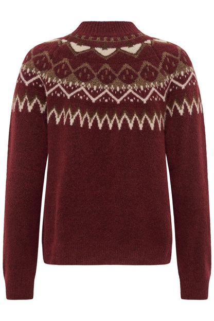 Cream 10615330 CRCherrie Pullover Cabernet Island burgundy Nordic pattern jumper. Shop Cream at Dotique.
