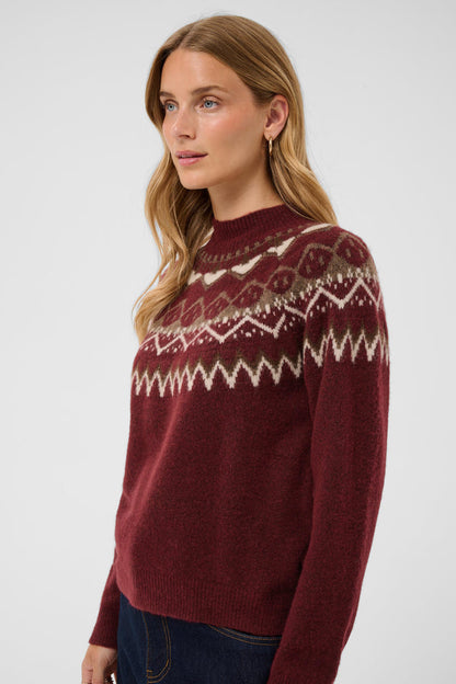 Cream 10615330 CRCherrie Pullover Cabernet Island jumper on model. Shop Cream at Dotique.