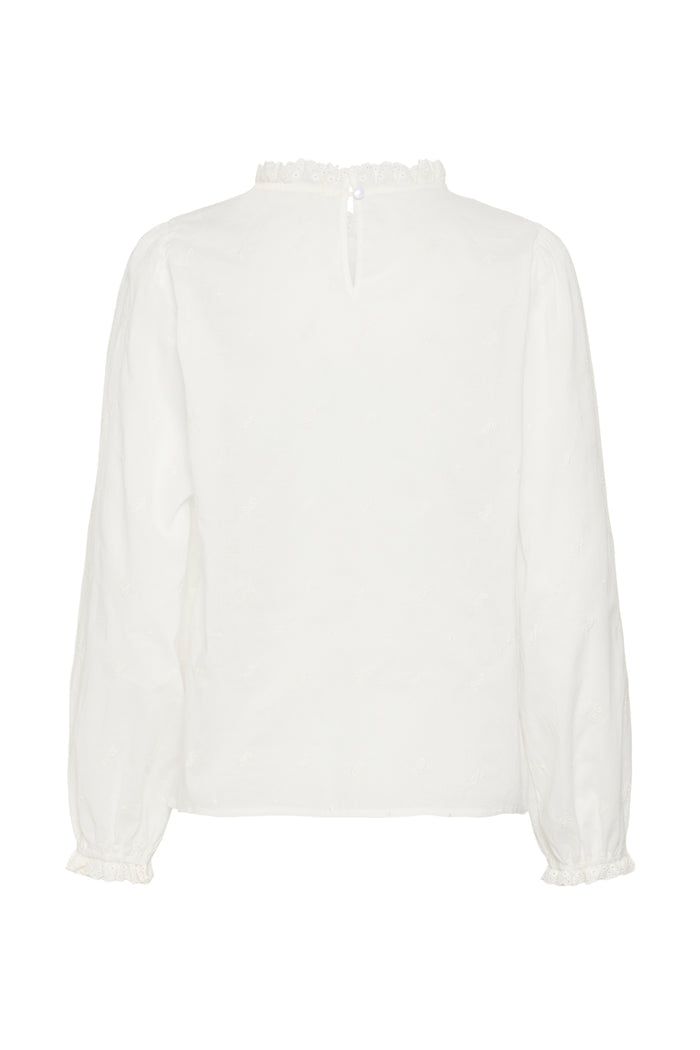 Cream 10615648 CRKalikah Blouse Snow White white ruffle neck blouse Shop Cream at Dotique