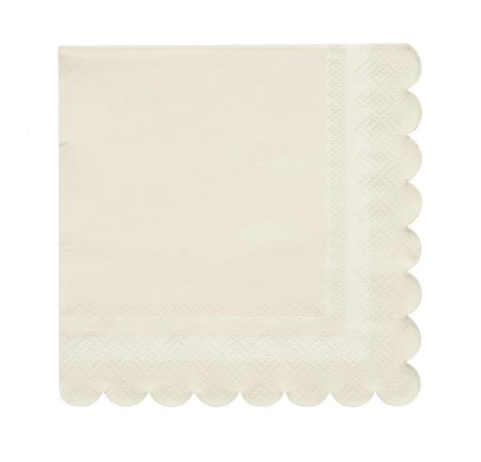 Sophistiplate Party Cream Scalloped Cocktail Napkin