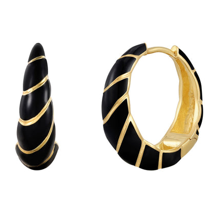 Creolen gold Emaille schwarz