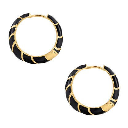 Creolen gold Emaille schwarz