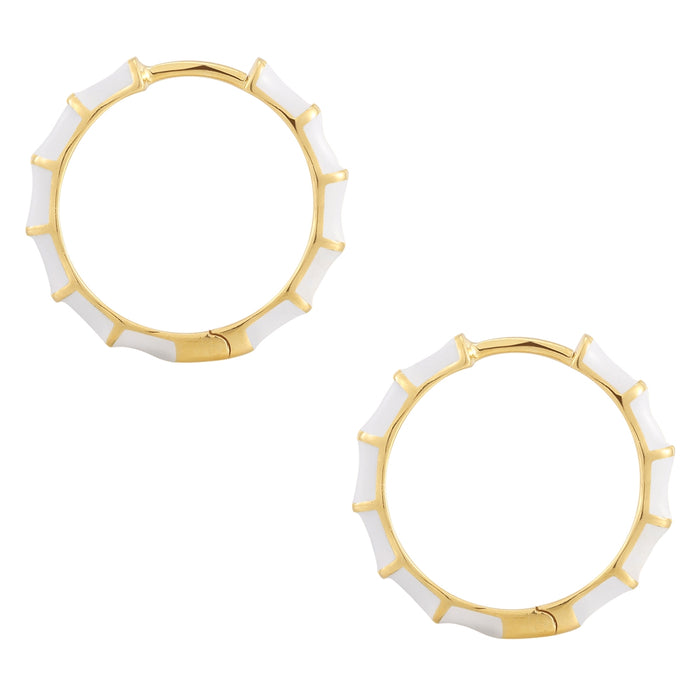 Creolen gold Emaille weiß