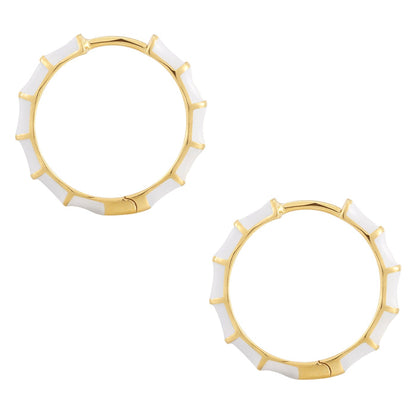 Creolen gold Emaille weiß