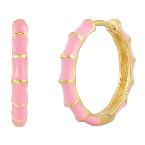 Creolen gold mit Emaille rosa