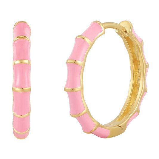 Creolen gold mit Emaille rosa