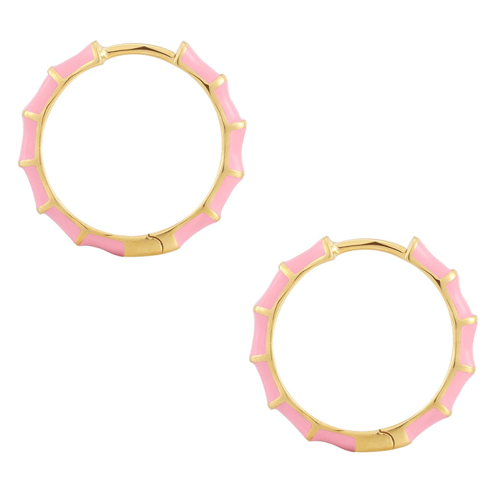 Creolen gold mit Emaille rosa