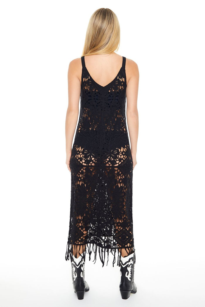 Crochet Fringe Midi Dress