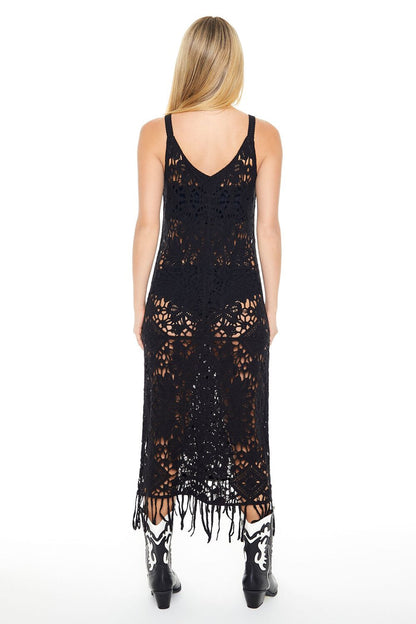 Crochet Fringe Midi Dress