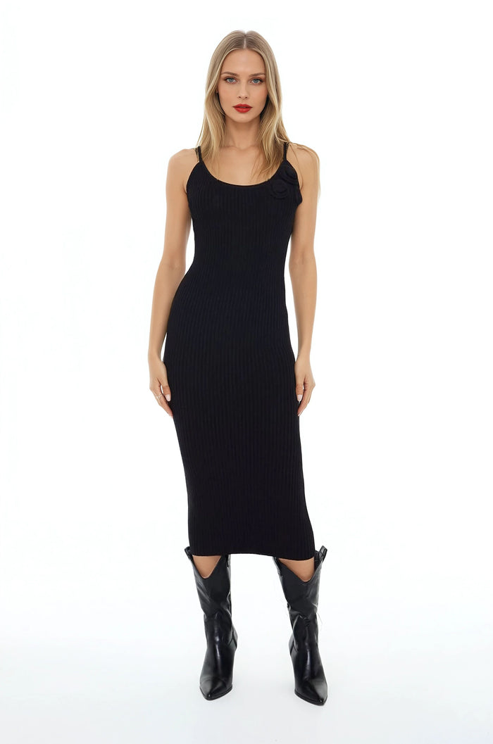 Crochet Rosette Cami Midi Dress