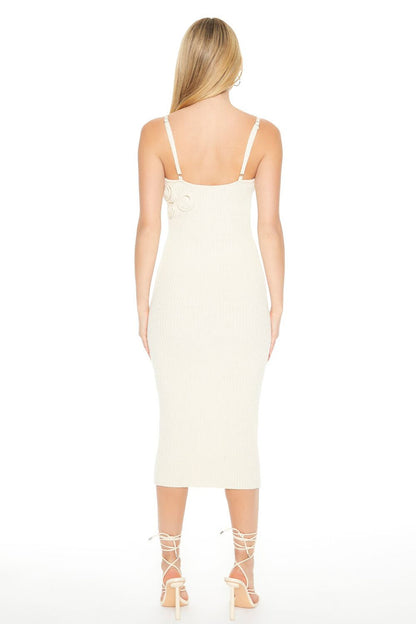 Crochet Rosette Cami Midi Dress