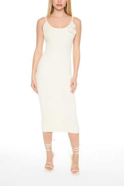 Crochet Rosette Cami Midi Dress