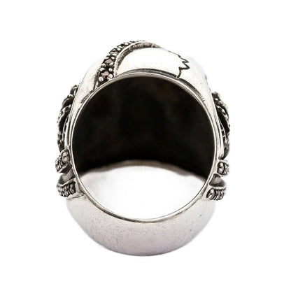 Back view of the ring showing the thick, 925 sterling silver band.