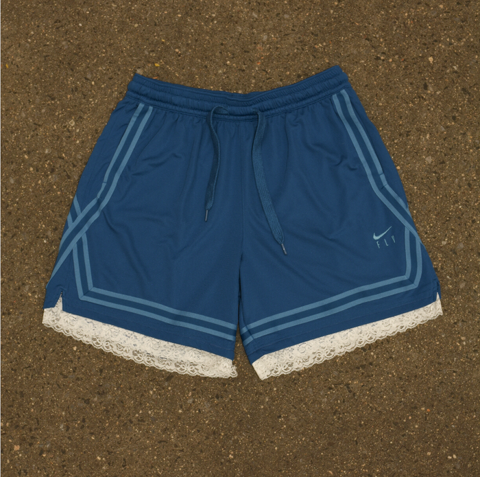 Dark Blue & Light Blue Lace Women’s Basketball Shorts