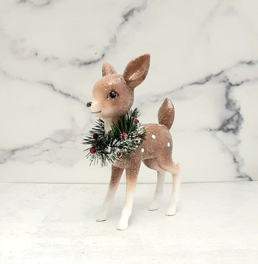 Deer with Wreath Retro Standing