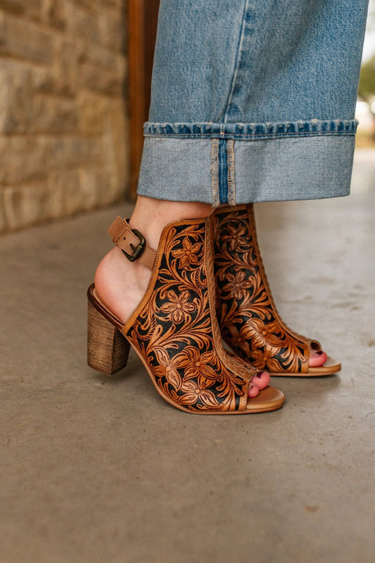 Desert Flora Tooled Leather Booties6