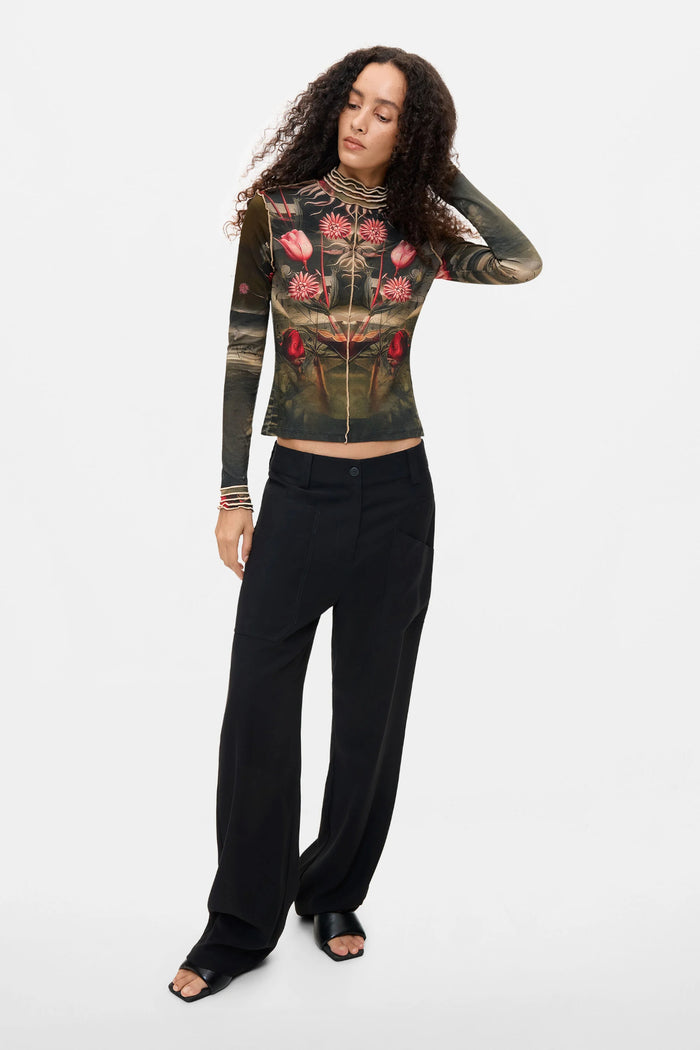 Desigual Printed High Neck Top – Black Floral by Desigual. Shop Desigual at Dotique.