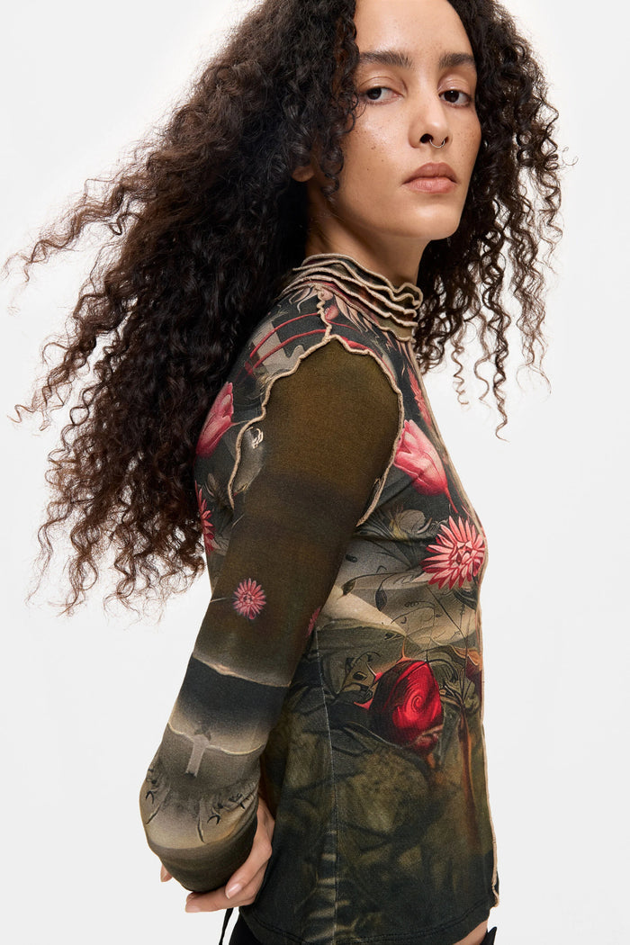 Desigual Printed High Neck Top – Black Floral by Desigual. Shop Desigual at Dotique.