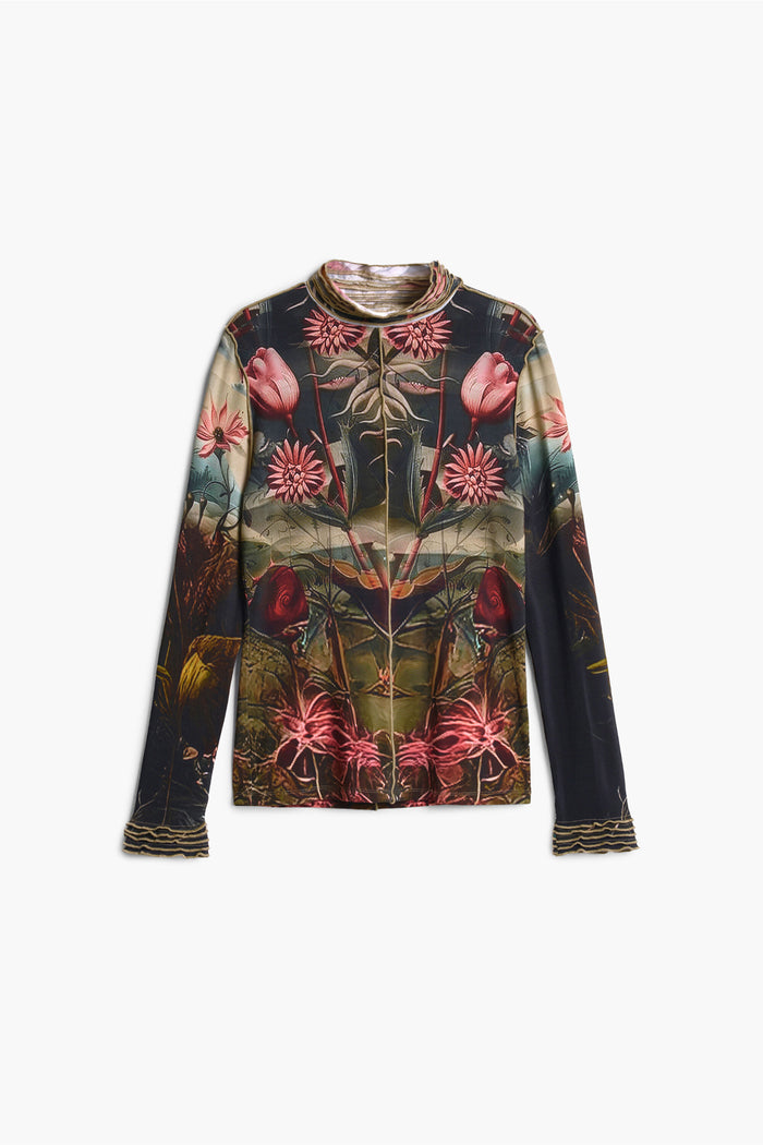 Desigual Printed High Neck Top – Black Floral by Desigual. Shop Desigual at Dotique.
